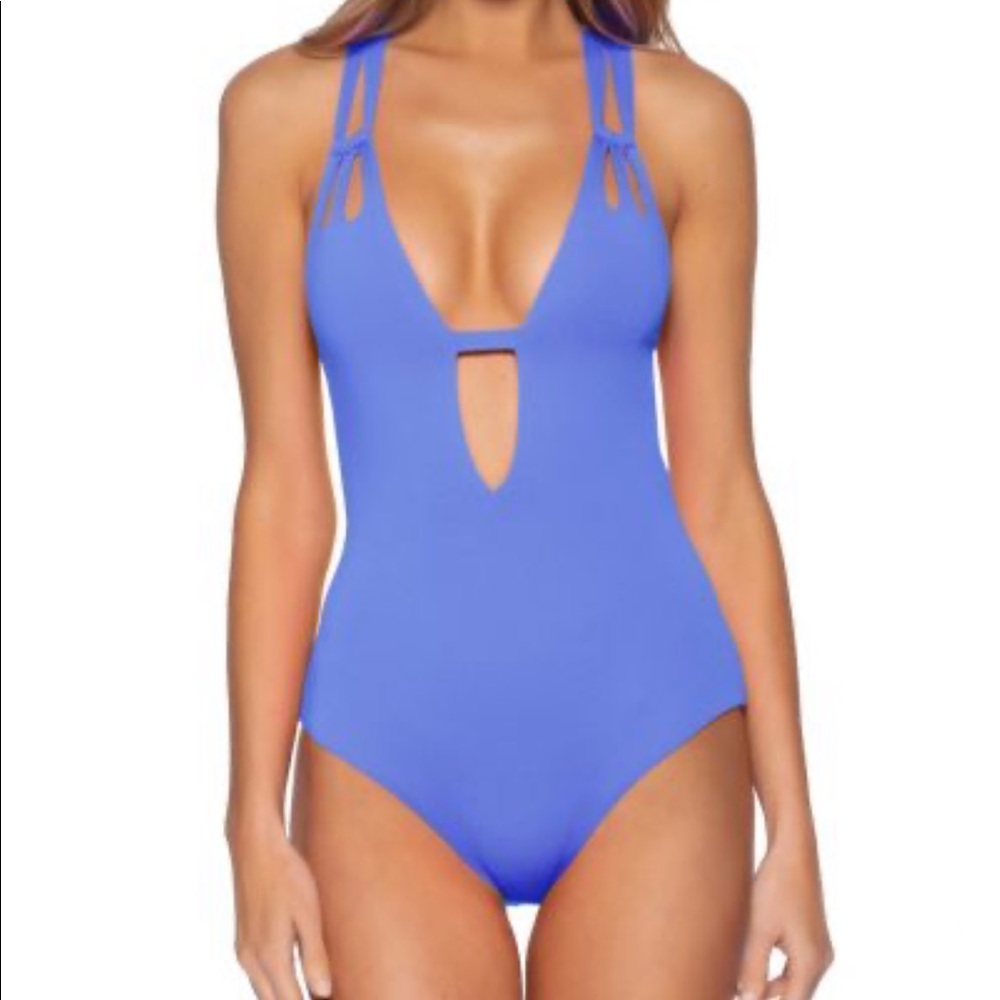 NEW BECCA Skylar Color Code Plunge Swimsuit - Picture 2 of 6